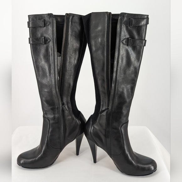 Cole Haan Calf High Heel Boots Black 8 leather fall winter preppy classic - Picture 5 of 16
